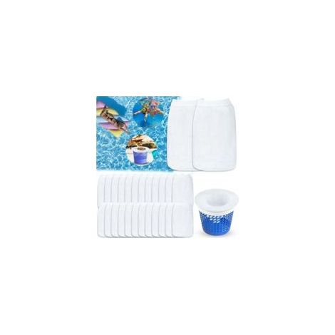 Lot de 30pcs Pool Skimmer Socks, Chaussette Filtre Piscine, Prefiltre Skimmer Réutilisable et Super Élastique, pour Panier de Piscine, (1/5)