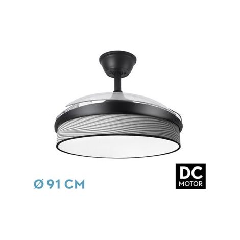 Ventilatore DC Fashion 72W Nero/Grigio Groove 91cm 7200lm 3CCT Telecomando (1/2)