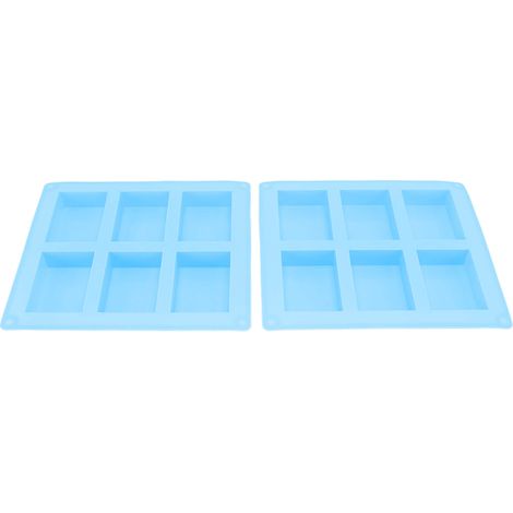 Set mit 2 Silikon-Seifenformen mit je 6 Mulden, geprägtem Muster, blau, für Seife, Kuchen und Gebäck (1/5)