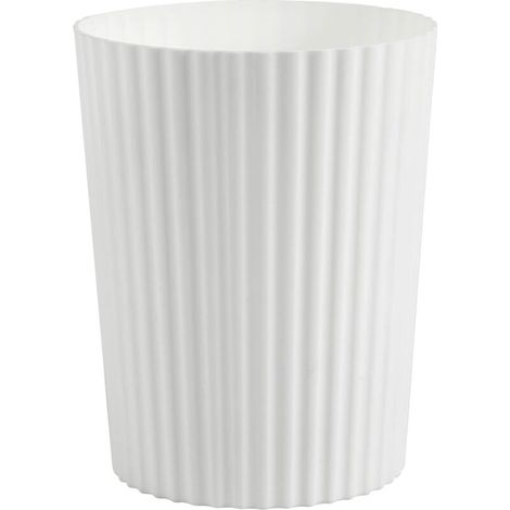 Poubelle ronde en plastique blanc, idéale pour la salle de bain, la cuisine, la chambre, le bureau ou une chambre d'étudiant.