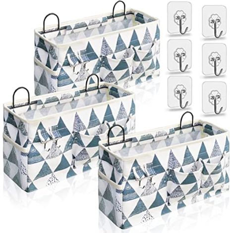 Lot de 3 paniers de rangement à suspendre au mur pour organiser, version améliorée en tissu, grande poche à suspendre pour porte, chambre à coucher, bureau, camping-car (triangle) (1/5)