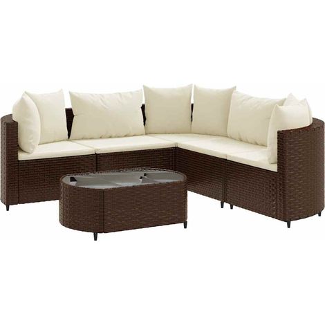 Set Divano da Giardino 6 pz con Cuscini Marrone in Polyrattan vidaXL (1/5)