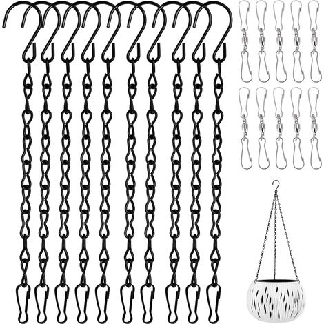 Lot de 20 chaînes à Suspendre pour Plantes, 10 paniers Suspendus en métal de 24 cm avec 10 chaînes pivotantes à 360 degrés pour mangeoires à Oiseaux, lanternes, carillons, Panneaux (1/5)