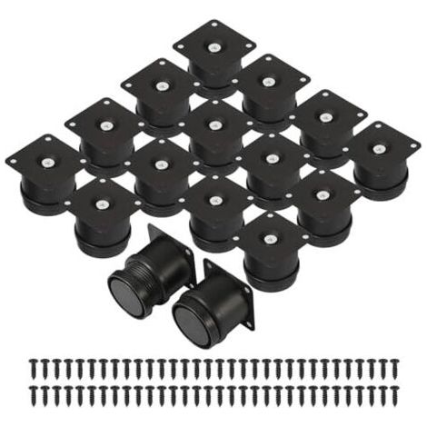16 pieds de meubles réglables (5 cm - 6,5 cm), pieds de meubles en métal noir avec 64 vis, pieds de meubles de 50 mm pour lit, meuble TV, canapé, bibliothèque, table basse et bureau
