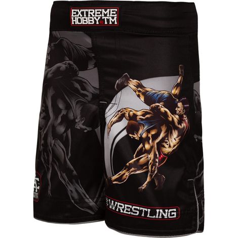 Pantaloncini da grappling per bambini WRESTLING 128 NERO