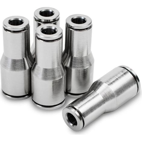 2 Pcs Tubes de 8mm à 10mm OD Laiton nickelé Raccord droit réducteur Push to Connect Pneumatique Push Lock (1/4)