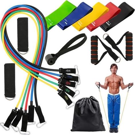 11pcs Bandes de Résistance Elastiques Musculation,Bandes de Fitness pour Gym Yoga Pilates Fitness (1/4)