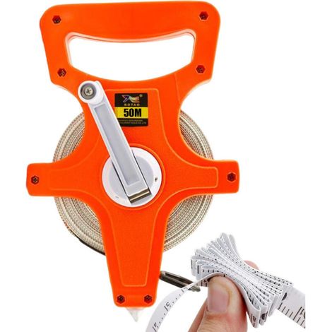 x 50 m Maßband mit Kurbel, Fiberglas-Maßband, für Leichtathletik und Weitsprung (1/4)