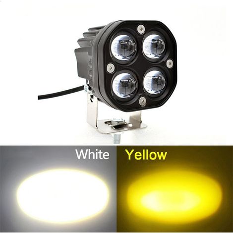 Projecteur de travail LED pour voiture 40W, lentille 5D bicolore blanc et jaune, 4 LED, projecteur carré pour moto