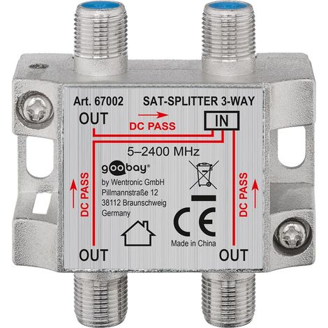 Goobay 67002 cable divisor y combinador Divisor de 3 salidas Plata