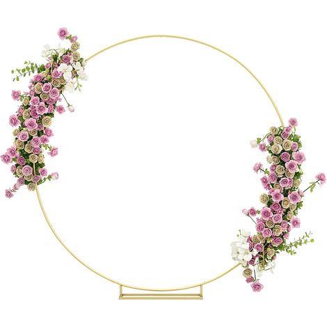 Runder Metall-Gartenbogen für Rosen, Hochzeitsbogen mit Pulverbeschichtung, 230 x 28 x 234 cm, Gold