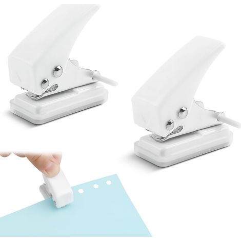 2 PCS Mini Perforateur Monotrou,Blanc,Mini Perforateur Monotrou pour Bureau et Photo Classeurs DIY,20 Feuilles en Une Seule Fois,Perforatrice à Moindre Effort avec Facile à Utiliser et à Transporter (1/5)