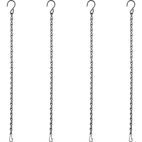 chaînes de suspension noires avec paniers rotatifs - Suspensions en fer pour mangeoires à oiseaux, jardinières et ornements (STYLE 1)