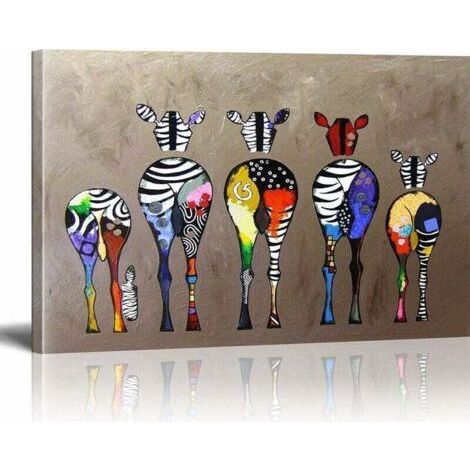 SABIR Toile Tableau Zebra Herd Colourful Rears Street Art Graffiti Toile Art Décor Impression sur Toile Tableau Décoration murale salon moderne n'inclus pas Cadre 40x50cm --RAPANDA (1/5)