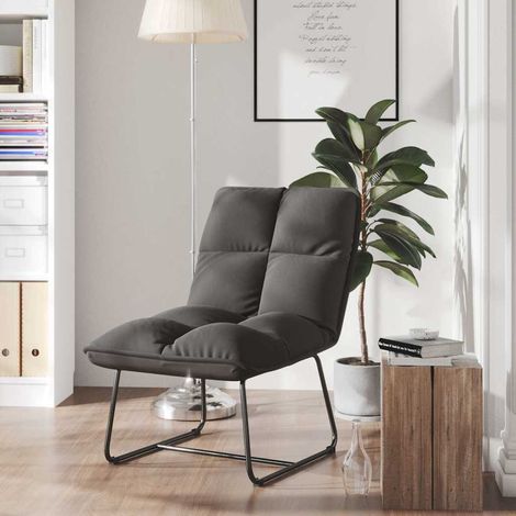vidaXL Chaise de détente avec cadre en métal Gris foncé Velours (1/5)