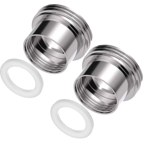Adaptador de grifo - 2 piezas, rosca interior F16 a rosca exterior M22 - Adaptador para aireador de grifo, ideal para aireadores y fregaderos (plateado, F16-M22) (1/5)