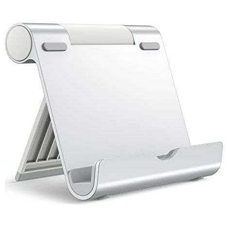 Support Tablette, Support Dock Réglable Portable, Support de Bureau Pliable pour iPad/iPad Pro/Air/Mini, Galaxy Tab A8/A7 Lite/A7/S8/S7, Tab/Phones(4-11"), Argent (1/5)