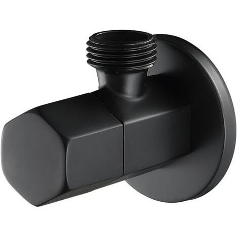 Noir Robinet D'arret WC Laiton Vanne D'arret de Robinet G1/2" Triangulaire Valve pour Douchette Douche Salle de Bain (1/5)