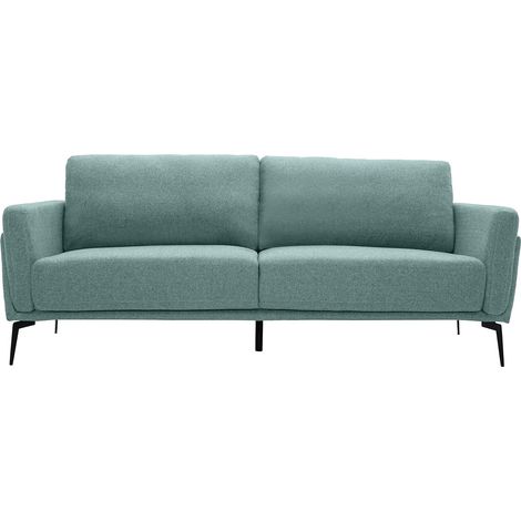 Design-Sofa im graugrünen Samtdesign mit schwarzem Metallfuß 3-Sitzer MOSCO (1/5)