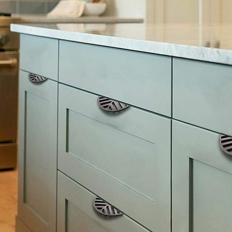 4pcs Forme des Feuilles Cabinet Pulls Laiton Noir Poignées De Meubles De Cuisine Porte De Cuivre Tirettes De Tiroir (1/3)