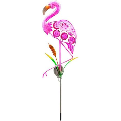 Lampe de jardin solaire extérieure creuse en métal Flamingo pelouse lumière LED lumières pôle (1/5)