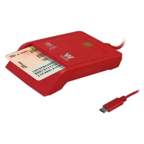 Lector de DNI y Tarjetas Woxter PE26-199/ Rojo/ USB 2.0