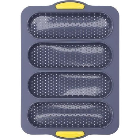 Tappetino per baguette Akozon, stampo per baguette, 4 scanalature, silicone morbido, superficie liscia, stampo per pane, stampo da forno, utensile da cucina (1/4)