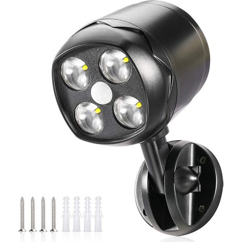 Projecteur extérieur à détecteur de mouvement, étanche, avec LED 600 lumens et sans fil, alimenté par batterie, pour porche. (1/5)