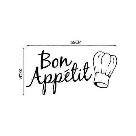 Selbstklebende Vinyl-Wandtattoos „Bon Appetit“ für Küche, Esszimmer und Zuhause – Stilvolle und einfach anzubringende Wanddekoration