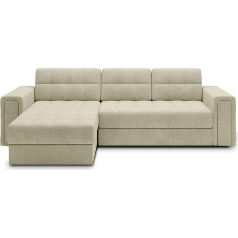 Canapé d'angle convertible KAPITARA beige réversible avec coffre de rangement (1/5)