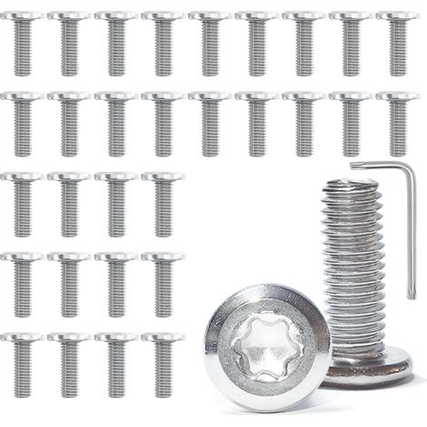 Lot de 30 vis à tête plate en acier inoxydable avec six pans creux M6 x 20 mm, filetage complet, avec clé, pour appareils mécaniques, appareils électroniques (1/5)