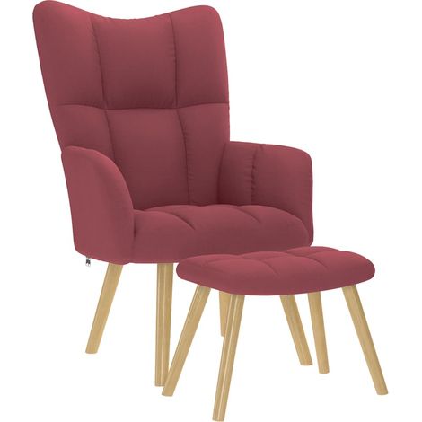Relaxsessel mit Hocker Weinrot Stoff