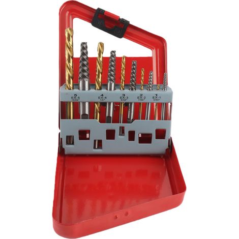 [JAMAIS UTILISÉ]Coffret extracteur de vis, foret à gauche, cobalt, système britannique, extracteur de goujons, boîte en fer rouge (1/5)