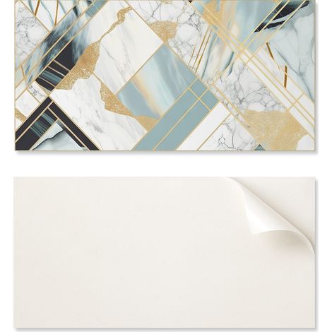 Panel de vinilo autoadhesivo con estampado para ba帽o, 100x50 cm, dise帽o geom茅trico de m谩rmol.
