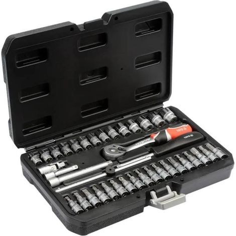 Yato – Juego de herramientas mecánicas 38 piezas – Carraca 1/4" 72 dientes – Vasos de 3,5-14 mm – YT14471