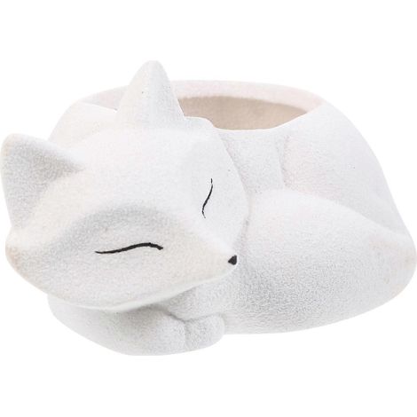 Pot de fleurs en céramique blanc, motif animal, compatible avec la plantation de fleurs (1 pièce). (1/5)