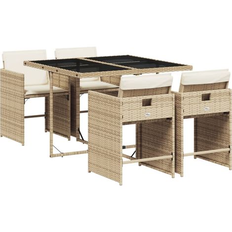Maison Exclusive - Set comedor de jardín 5 pzas con cojines ratán (1/5)