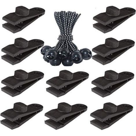 20pcs bâche tente clip, oeillet pince pour Camping tente accessoires piscine, bâche, auvent, tente de Gazebo, 10 clips + 10 boucles de corde Point blanc (1/3)