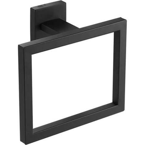 Anillo toallero cuadrado para baño, toallero de pared para baño y ducha, negro (1/5)