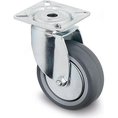 rueda giratoria agila aro de goma ø75 plástico zincado aro de goma pjh, antihuella y antihilo metal.