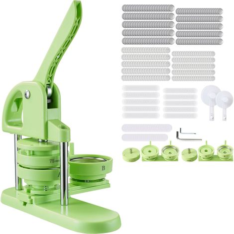 2-in-1 Buttonmaschine 32/58 mm, mit 200 Stück, Kreisschneider und Zauberbuch, verstärktem ergonomischem Griff, für DIY-Anstecker und personalisierte Pins, grün. (1/5)