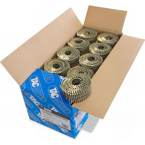 Tacwise – Boîte de 14 400 clous à tête plate galvanisés D. 2,1 x 50 mm – Tige annelée pour fixation bardage – 495 (1/2)