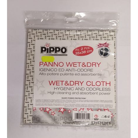 PIPPO - 2 PEZZI - PANNO WET & DRY 35X38CM - IGENICO E ANTIODORE