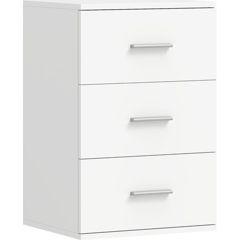 Mesita de noche con 3 cajones, MDF blanco, 40 x 35 x 60 cm (1/5)