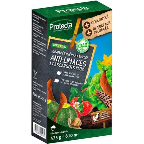 Anti limaces et escargots concentrés 3% – Granulés à phosphate ferrique – Action ciblée pour jardin – 425g – Protecta