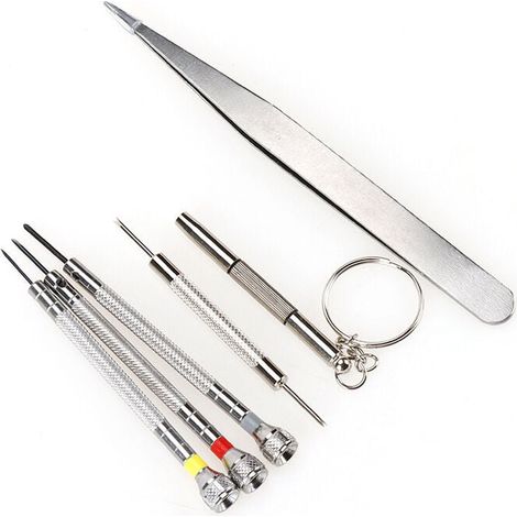 Kleines Präzisionsschraubendreher-Set für Uhrmacherei und Brillenherstellung, Uhrengehäuseöffner, Batteriewechsel-Werkzeugset mit Kreuz-, Schlitz- und Innensechskantschraubendrehern (1/4)