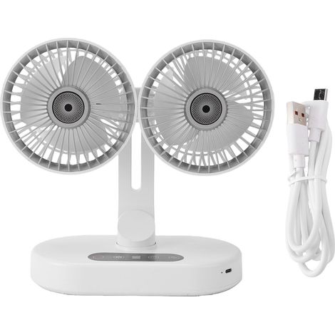 Ventilateur de bureau à double tête, refroidissement USB oscillant automatique avec minuterie intelligente, affichage numérique (1/5)