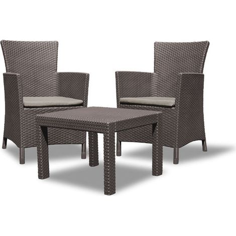 Set terasový Allibert ROSARIO, brown/warm taupe, stôl, 2x kreslo (1/2)