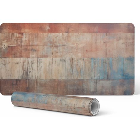 Alfombrilla de teclado moderna de vinilo con rayas de madera vintage, 90x45 cm.
