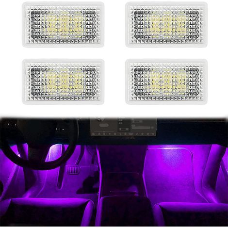 (Lot de 4 - Violet) Pour Tesla Model 3 Y S X Éclairage intérieur LED ultra-lumineux pour plancher et portières (2017-2023) Accessoires d'éclairage pour véhicule (1/5)